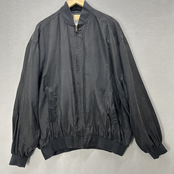 Promo Uomo Other - Vintage Silk Uomo Bomber Jacket Men Size XL Black Lightweight Full Zip NEW